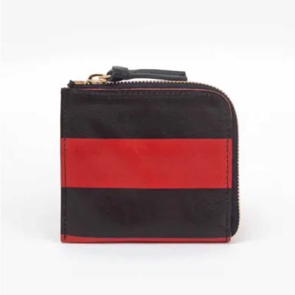 Clare V Black and Red Half Zip Wallet